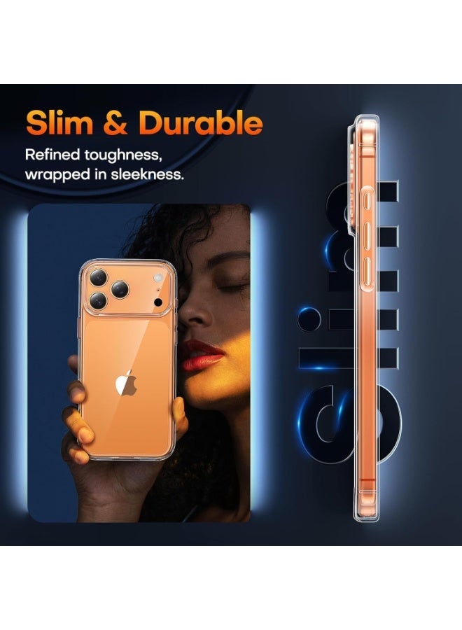 راكسوم جراب لهاتف iPhone 17 Pro Max مع واقي شاشة من قطعة واحدة، حماية كاملة لعدسة الكاميرا، غطاء خلفي شفاف مقاوم للصدمات - شفاف - Image 4